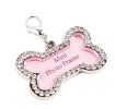 Pet Bone Shape Rhinestone Writable Name ID Tags for Dogs or Cats