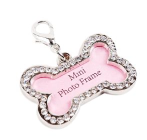 Pet Bone Shape Rhinestone Writable Name ID Tags for Dogs or Cats