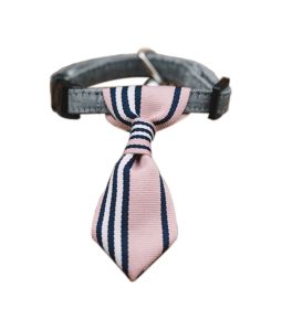 Adjustable Pink Vertical Stripe Dog or Cat Neck Tie Gentleman Dog Collar 6-11 Inches