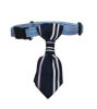 Adjustable Deep Blue Stripe Dog or Cat Neck Tie Decorative Gentleman Dog Collar 6-11 Inches