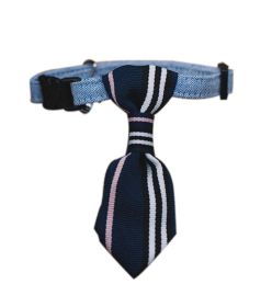 Adjustable Deep Blue Stripe Dog or Cat Neck Tie Decorative Gentleman Dog Collar 6-11 Inches