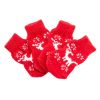 Festive Paws Socks – 4-Pack Red Elk Knit Pet Socks for Poodles, Teddies & Tiny Toes  Holiday-Ready & Super Cute