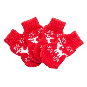 Festive Paws Socks – 4-Pack Red Elk Knit Pet Socks for Poodles, Teddies & Tiny Toes  Holiday-Ready & Super Cute