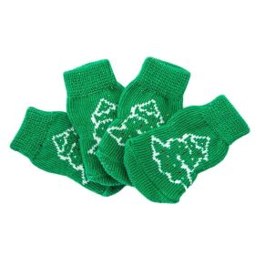 Holiday Paw-ty Socks – 4-Pack Green Christmas Tree Knit Pet Socks for Poodles, Teddies & Tiny Toes
