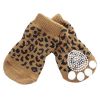4-Pack Brown Leopard Print Pet Socks – Cozy Knit Paw Protectors for Puppies, Cats, Poodles & Teddies  Cute & Scratch-Resistant