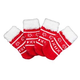 Santa Paws Socks – 4-Pack Red Knit Pet Socks for Poodles, Teddies & Tiny Toes  Cute & Comfy for Christmas Fun