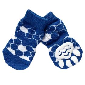 4-Pack Blue Football Knit Pet Socks – Cozy Paw Protectors for Puppies, Cats, Poodles & Teddies  Scratch & Dirt-Resistant Foot Covers