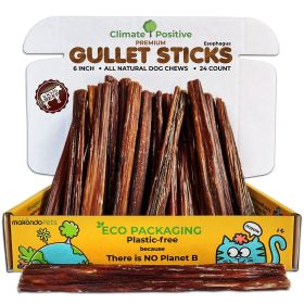 Gullet Sticks 24 Count 100% Natural Beef Esophagus Dog Chews 6â€ Premium Dog Treats for Training Puppies & Adults Zero Filler or Preservatives