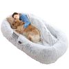 Human-Sized Dog Bed – Giant Bean Bag Lounger with Pillow & Blanket