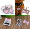 Pet Bone Shape Rhinestone Writable Name ID Tags for Dogs or Cats