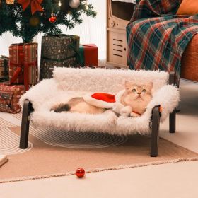 MEWOOFUN Raised Cat Bed For Indoor Cats - Elevated Plush Pet Sofa With Non-Slip Bottom, Supports 44 Lbs, Washable Small Dog Bed For Kittens & Pup (Option: QS19S)