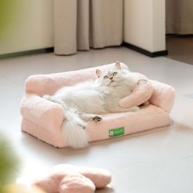 MEWOOFUN Fluffy Sofa Bed - Large 65x46cm Anti-Collapse Cloud Design With Anti-Slip Bottom, Winter Warm Pet Couch Pink (Option: QCP127)
