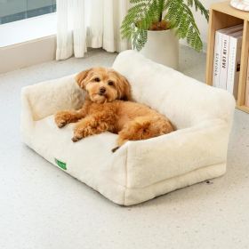 MEWOOFUN Sofa Bed - Washable Pet Bed With Removable Cover & Non-Slip Bottom For Indoor Cats & Small Dogs White, Medium (Option: QCP191)