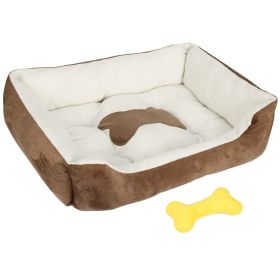 Soft Fleece Pet Bed – Cozy Nest-Style Cushion Mat for Small Dogs & Cats  S Size  Warm, Plush & Perfect for Naps (Color: Brown, size: S)