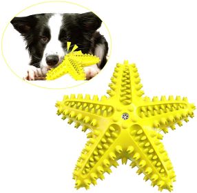 Starfish-Shaped Dog Chew Toy – Natural Rubber, Squeaky & Treat-Filled Puzzle for Teething & Training (Color: yellow)