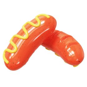 Sausage Dog Chew Toys TPR Indestructible Dog Toothbrush Toy Squeaky Fun Interactive Dog Toy for Small Medium Large Dogs (Color: 2 pieces)
