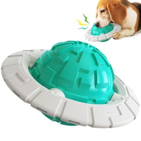 Flying Saucer Dog Toy – Squeaky Chew & Toothbrush Trainer for Medium & Large Dogs (Color: Blue)
