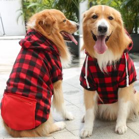 Dog Hoodie Pet Clothes Sweaters with Hat and Pocket Christmas Classic Plaid Small Medium Dogs (colour: Zipper pocket coat with red and black plaids, size: 4XL (chest circumference 82, back length 62cm))