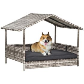 Dog Bed, Rattan Pet Sofa, Dog Tent (Option: Charcoal Gray)